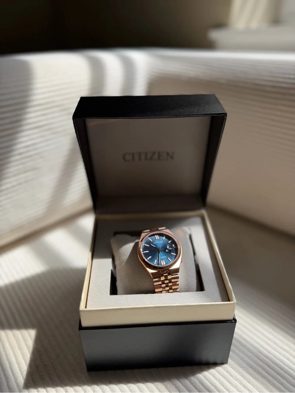 Citizen Rose Gold Men’s Bracelet Watch with Blue Dial